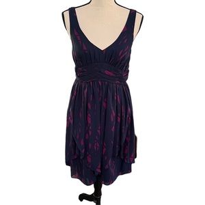 NWT BCBGeneration leaf skirted chiffon mini dress in blue and purple